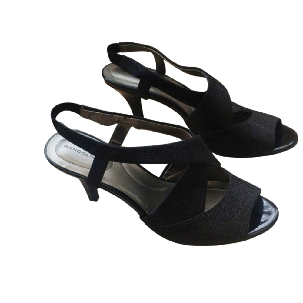 Bandolino Black Strappy Kitten Heels Size 8.5